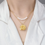 3D Rose & Pearl Double Layered Necklace