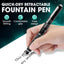 Quick-Dry Retractable Fountain Pen:0.38mm Blue&Black Ink Transparent Barrel Includes 5 Refillable Ink Cartridges
