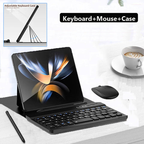 Bluetooth Wireless Keyboard with Leather Case for Samsung