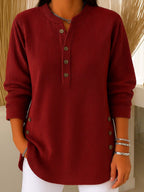 Women's Solid Color Crew Neck Long Sleeve Casual Loose Knit Pullover
