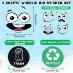 Eco-Friendly Trash Can Face Sticker Set