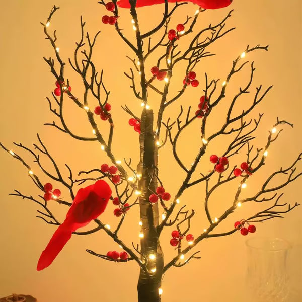 Vintage Glowing Tree with Cardinals