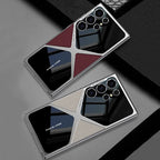 Cool Design Electroplated Leather Spliced Protective Shell for Samsung Galaxy S24Ultra S23Ultra