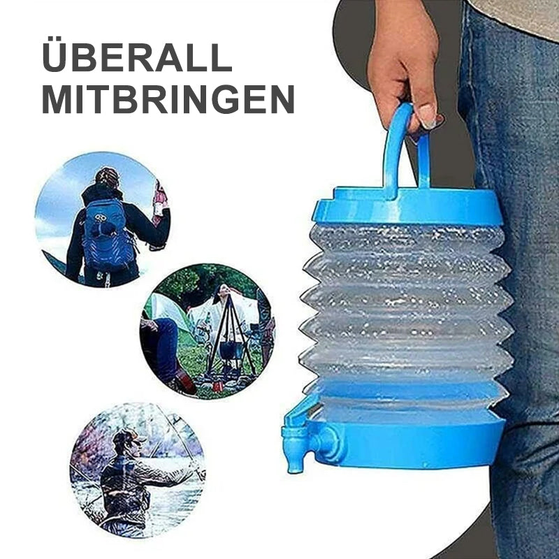 Collapsible water container with faucet