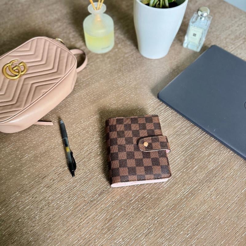 Checkered Pocket A7 Budget Mini Binder Wallet Planner Notebook with Money Stuffing Zip Envelopes