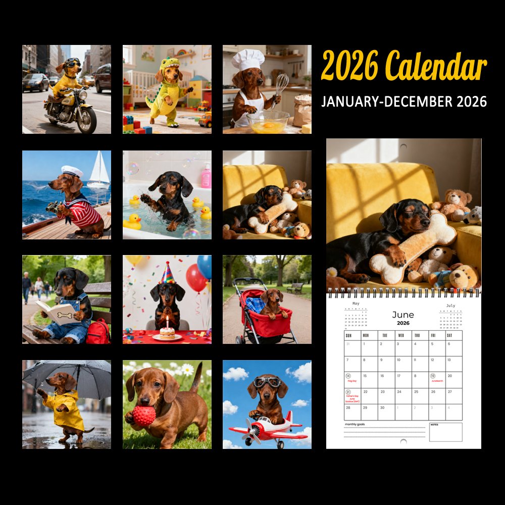 Dachshund Wall Calendar – Cute Sausage Dog 12-Month Planner for Dog Lovers