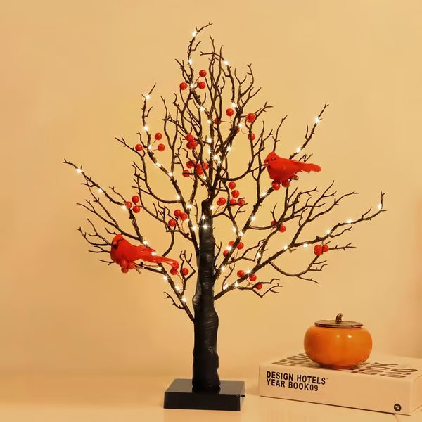 Vintage Glowing Tree with Cardinals