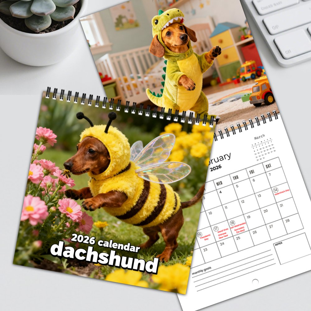 Dachshund Wall Calendar – Cute Sausage Dog 12-Month Planner for Dog Lovers