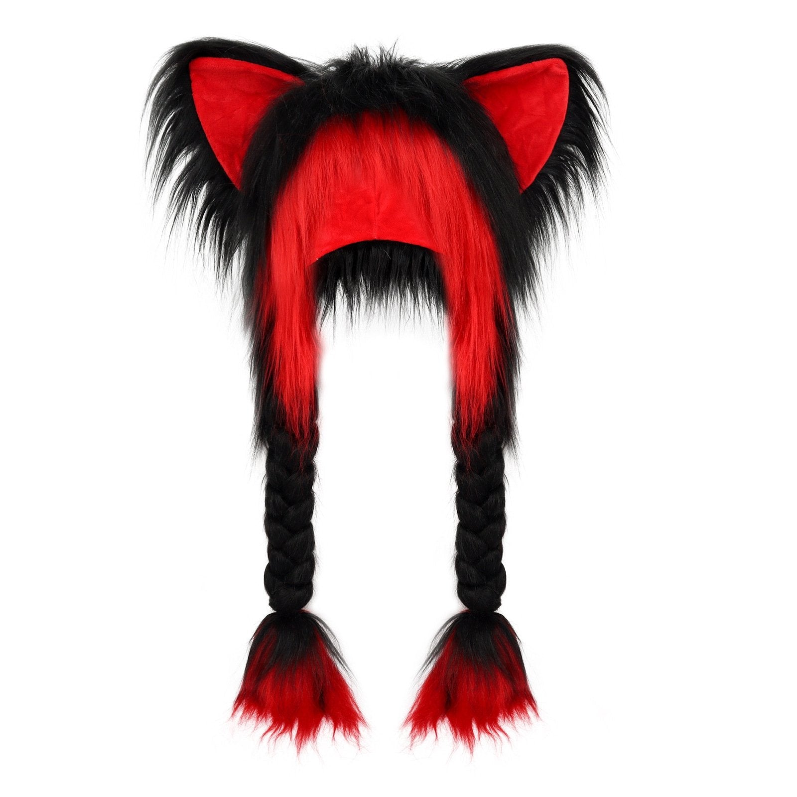 Soft Furry Animal Ear Hat with Braids