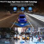 HD 1080P Dashcam with Three Lenses, Loop Recording and 3.5-inch IPS Screen