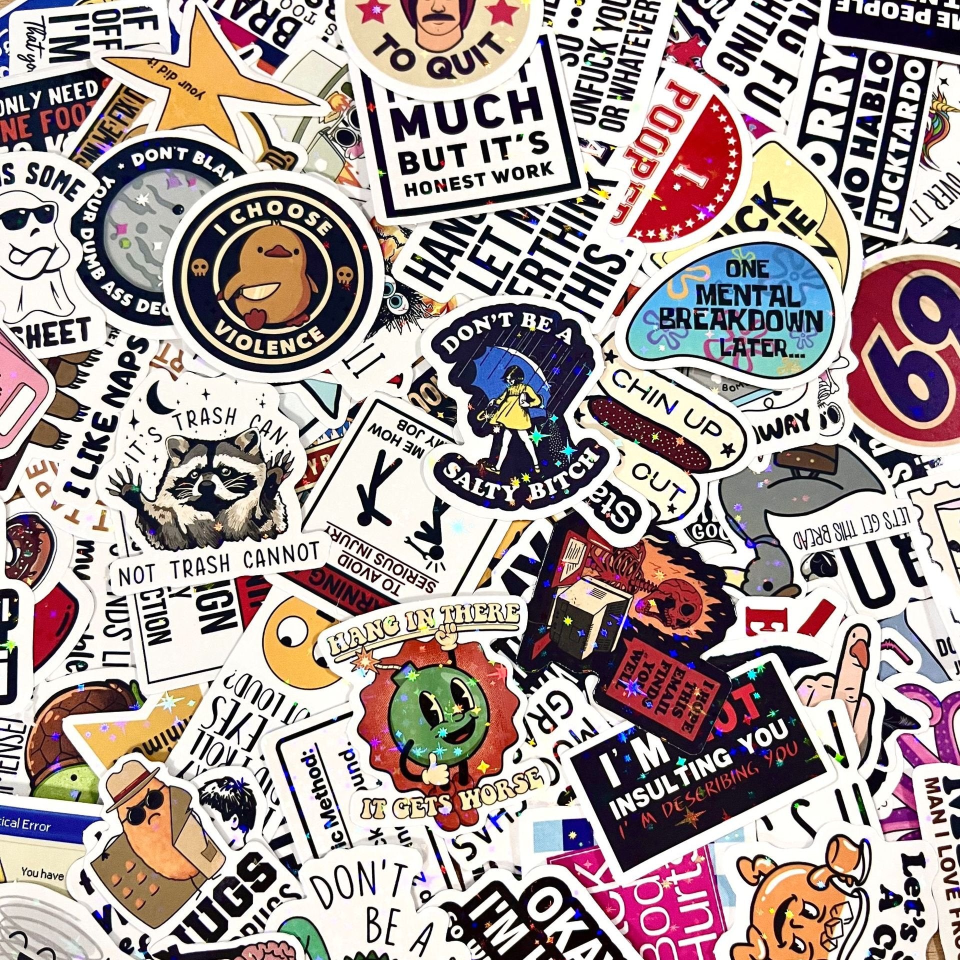 130 Pcs Sarcastic and Funny Saying Stickers Pack- New Razer Style