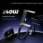 New Year Flash Sale ! 2-in-1 Invisible Holder Charger Cable – 240W Fast Charging Cord with Built-In Phone Stand