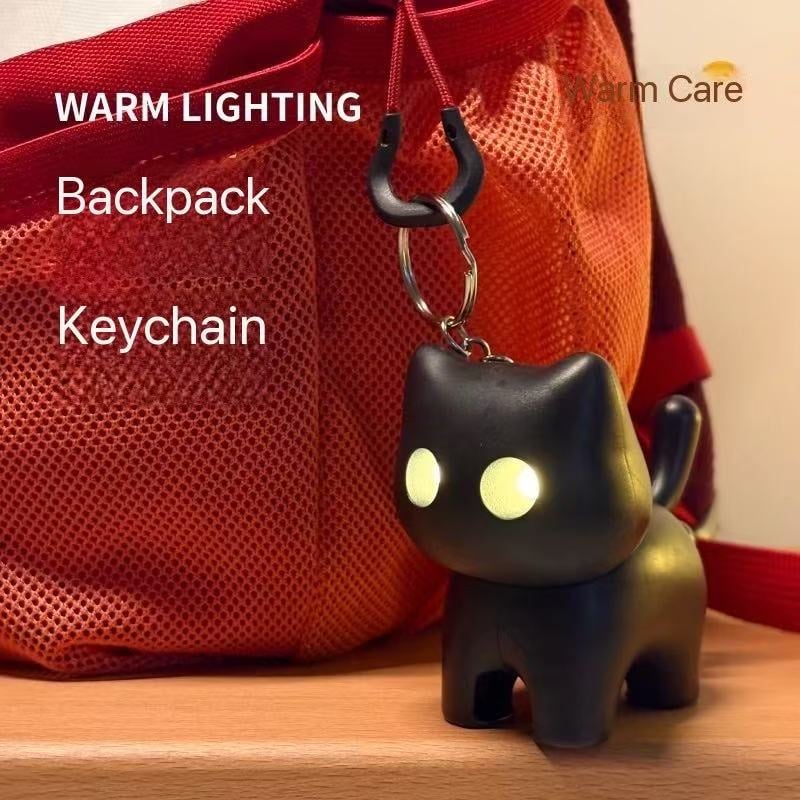 Black Cat Night Light Keychain