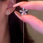 S - Shiny Diamond Flower Earring Tassel