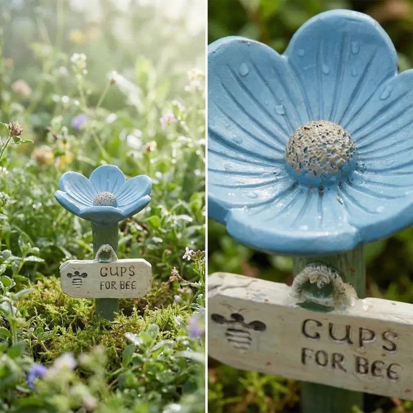 Flower-Shaped Resin Bee Watering Station