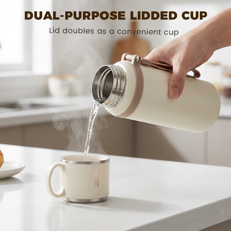 2 in 1 Stainless Steel Vacuum Insulated Bottle with Lidded Cup