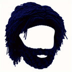 Punk Style Beanie with Attached Straight Hair Wig and Knitted Beard