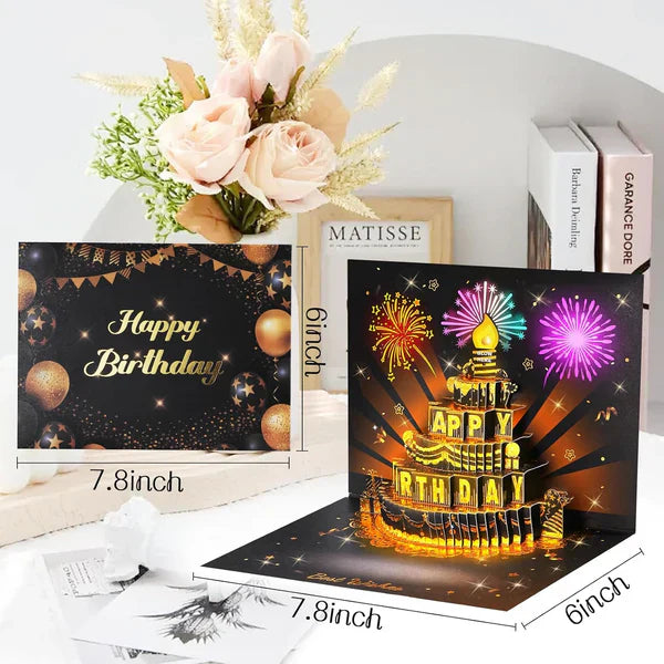 LSAT DAY SALE !! 3D Pop Up Musical Birthday Card with Lights & Song
