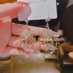Geometric Multi-Layered Round Flower Earrings