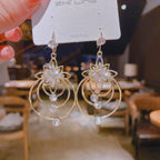 Geometric Multi-Layered Round Flower Earrings