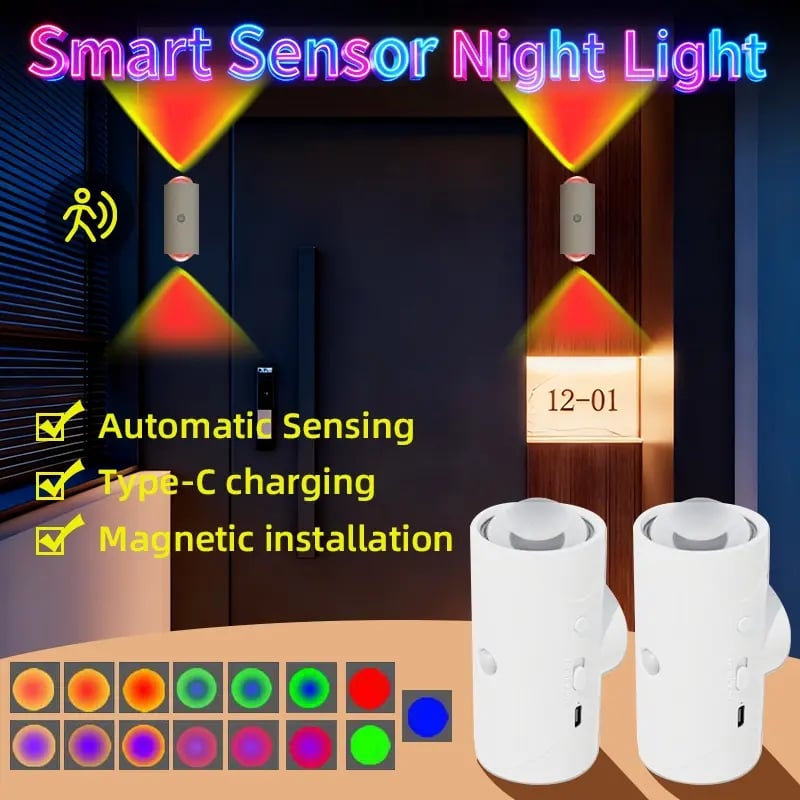 Smart Rechargeable LED Night Light – RGB Gradient Ambient Lighting