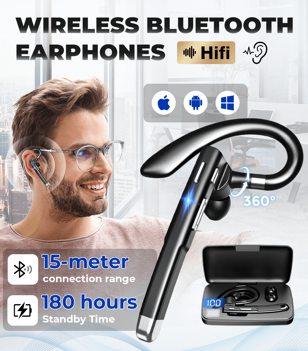 Upgrade Business Wireless Bluetooth Earphone