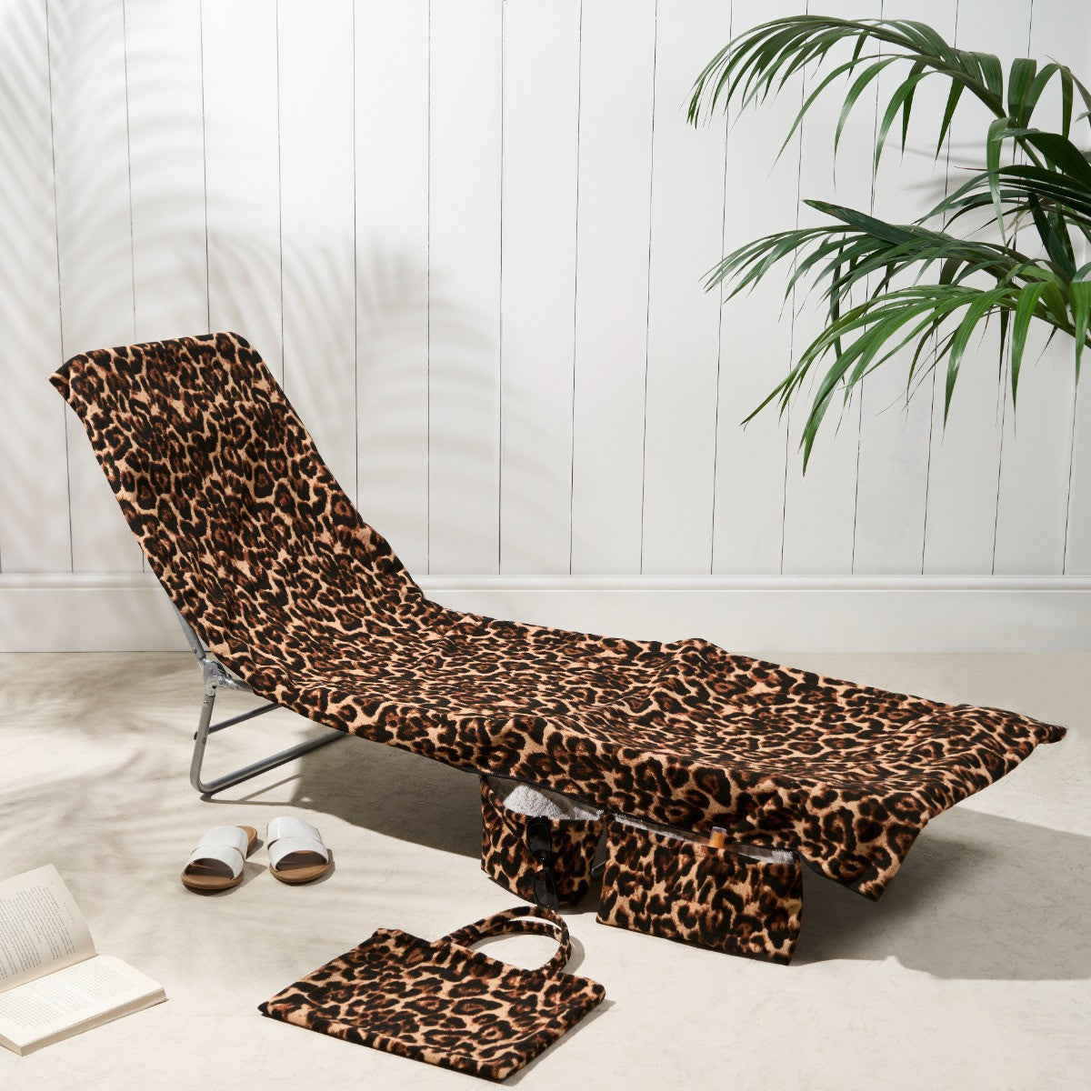 For a ! Sun Lounger Towel in Bag with Pockets Storage