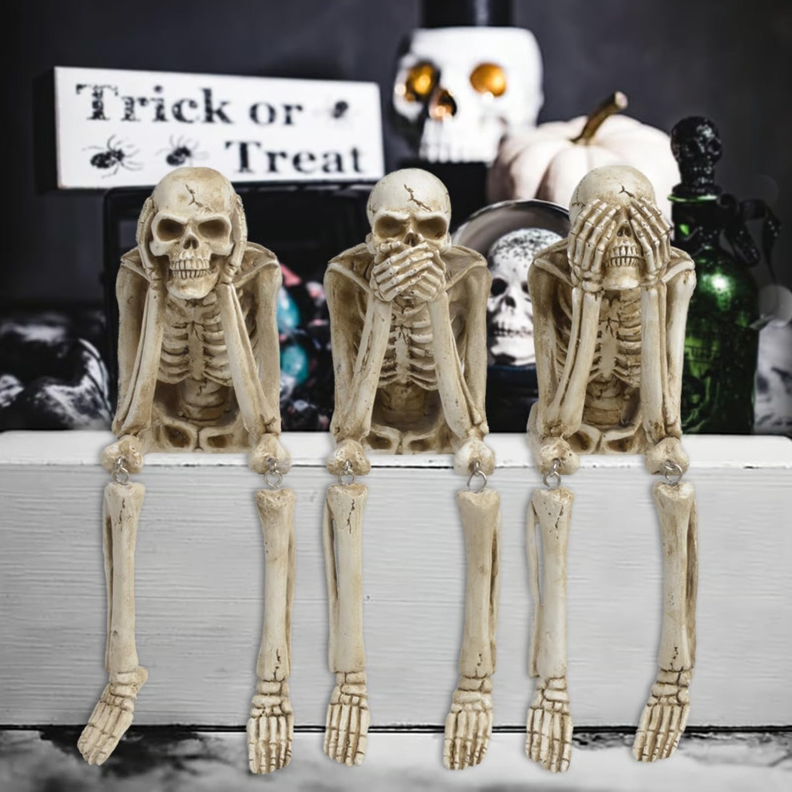 Halloween Fireplace Simulation Skull Combination