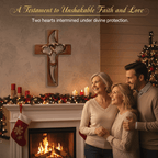 Hand-Carved Intertwined Hearts Wooden Cross