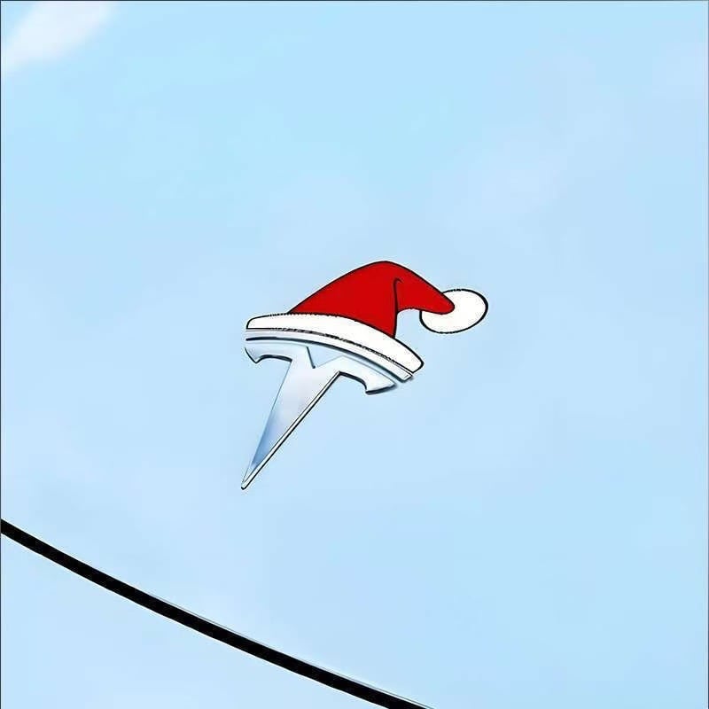 Santa Hat Overlay for Tesla Emblem, Reusable
