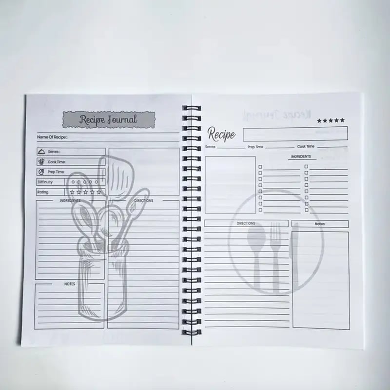 Durable Spiral My Cookbook Notebook Illustrated Kitchen Tools Creative Warmth
