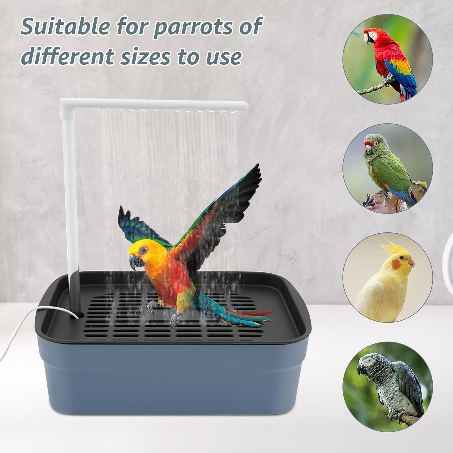 Automatic ABS Bird Bath Shower, Parrot Bathtub with Circulating Faucet for Pet Bird