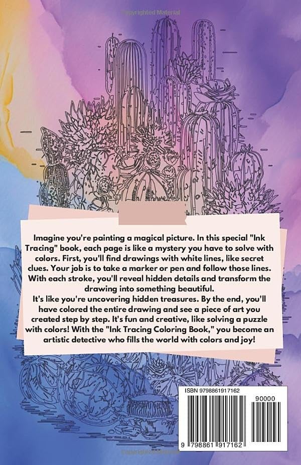 Ink Tracing Coloring Book - For Beginners & Stress Relief