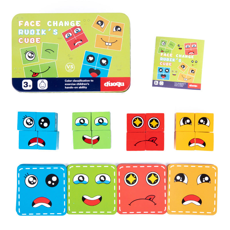 5D Puzzle Educational Faces Changing Game - Interactive Family Activity with Rotating Expressions for Creative Learning
