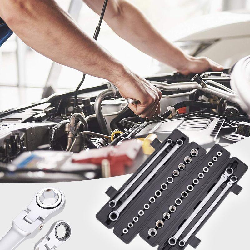 15pcs Adjustable Ratchet Wrench Kit Great Gift