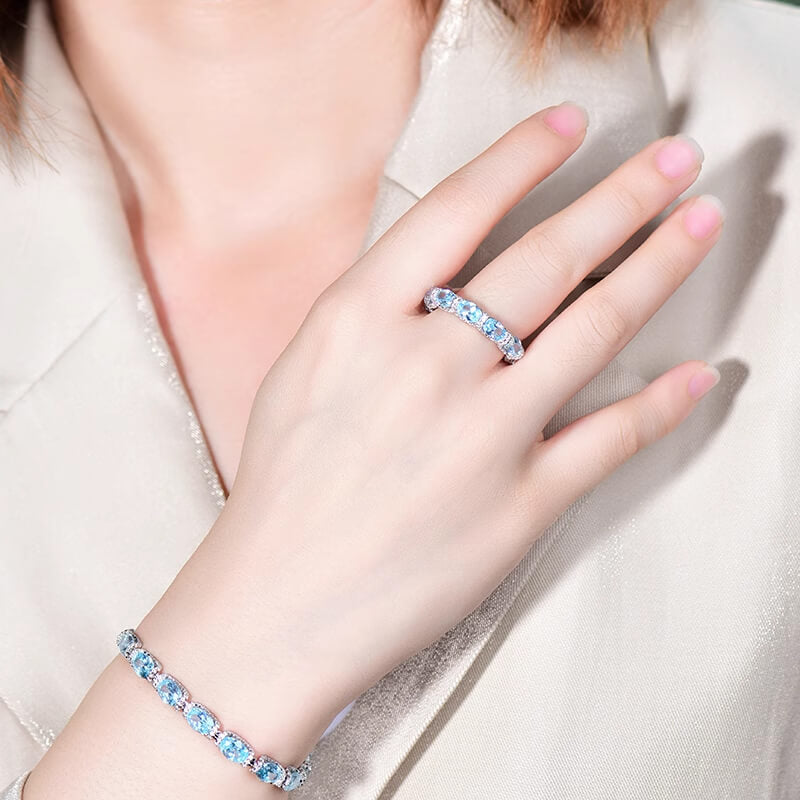 Full Diamond Navy Blue Ring