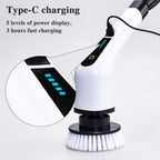8-in-1 Cordless Electric Long Handle Retractable Cleaning Brush