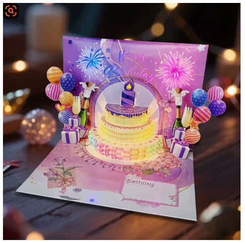 LSAT DAY SALE !! 3D Pop Up Musical Birthday Card with Lights & Song