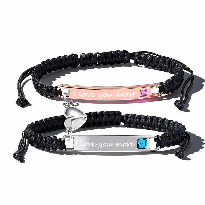 Valentine's Day - Adjustable couple bracelets with heart charm for love