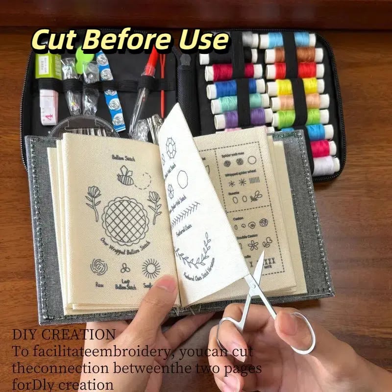 ON SALE All-in-One Embroidery Stitch Book & Sewing Kit