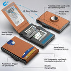 Wallet for Men - with Pop Up Aluminum Case Money Clip Slim Leather Slots Credit Card Holder RFID Blocking Bifold Minimalist Wallet