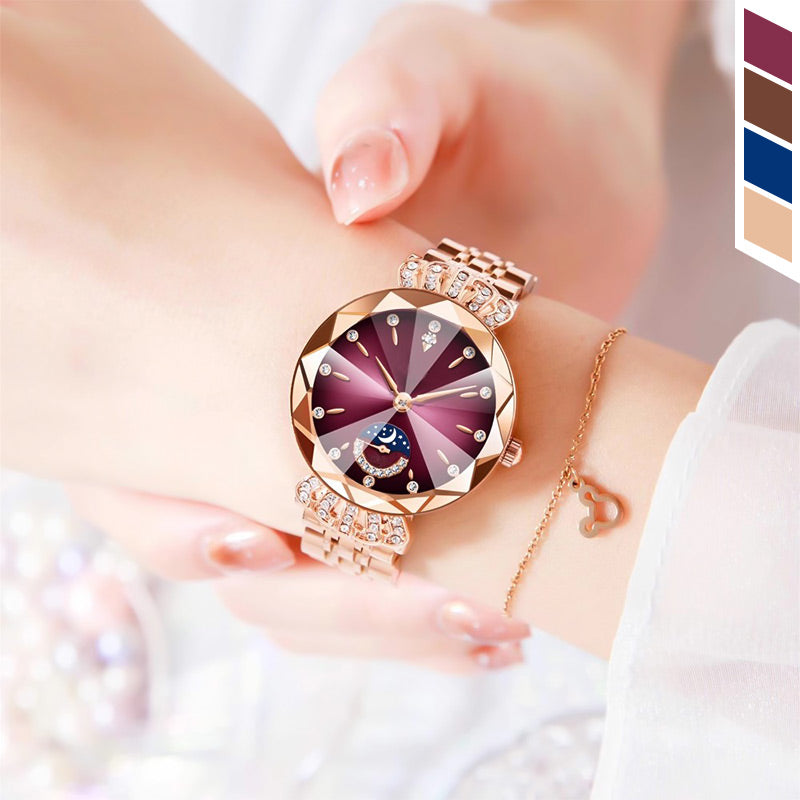 Fashionable Diamond Moon Star Watch for Women
