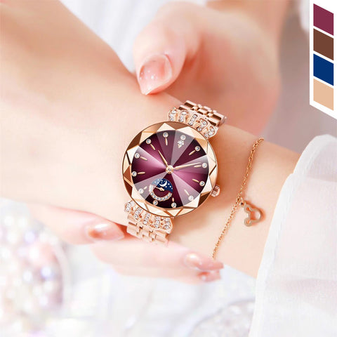 Fashionable Diamond Moon Star Watch for Women