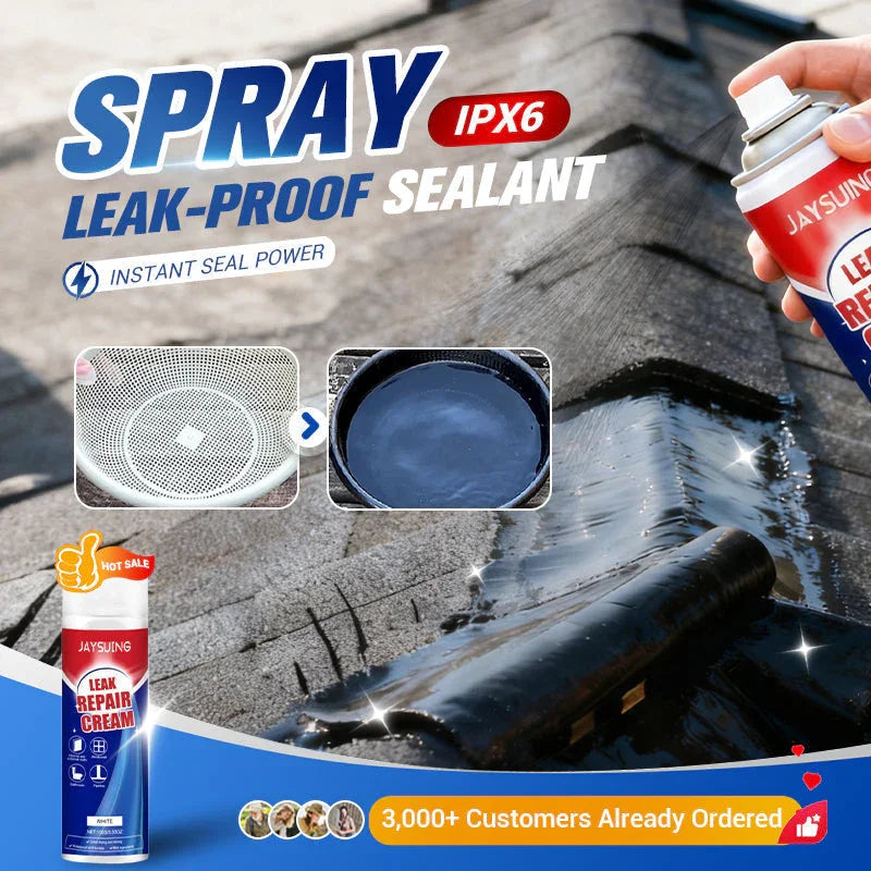 Instant Leak Repair Spray Seals Cracks & Gaps in 5 Minutes, Waterproof & Flexible for Pipes/Roofs