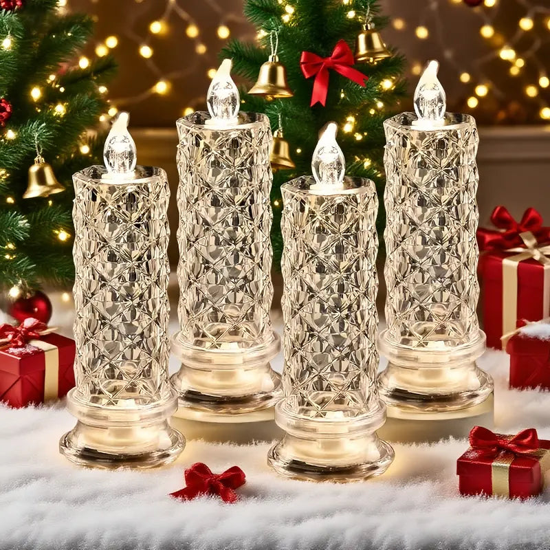 A set of 4 LED crystal candle lights