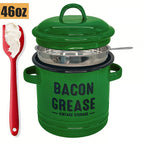 42 oz bacon grease container with strainer and food-grade silicone spatula