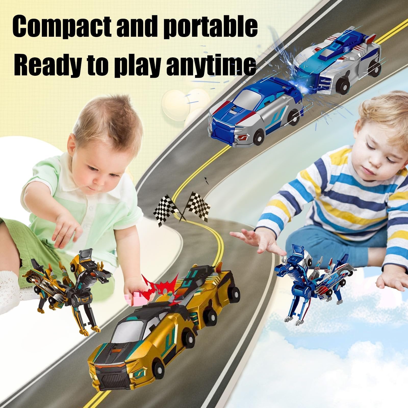 2 In 1 Collision Transforming Dinosaur Car Toy