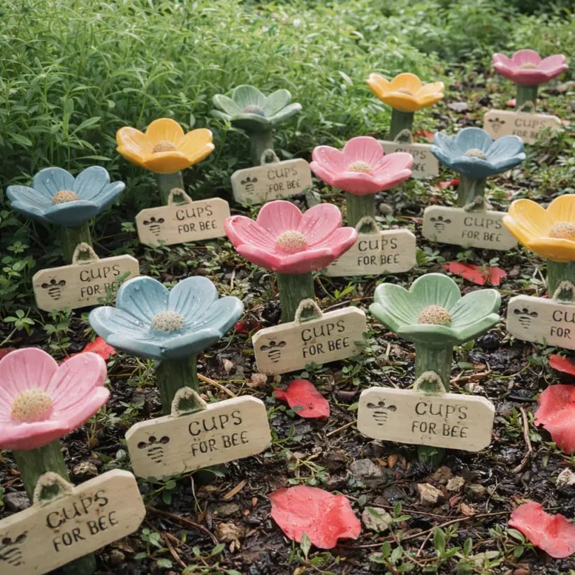 Flower-Shaped Resin Bee Watering Station