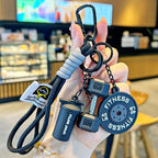 Fitness Keychain Set, MSilicone Dumbbell Kettlebell Weight Plate Keychains