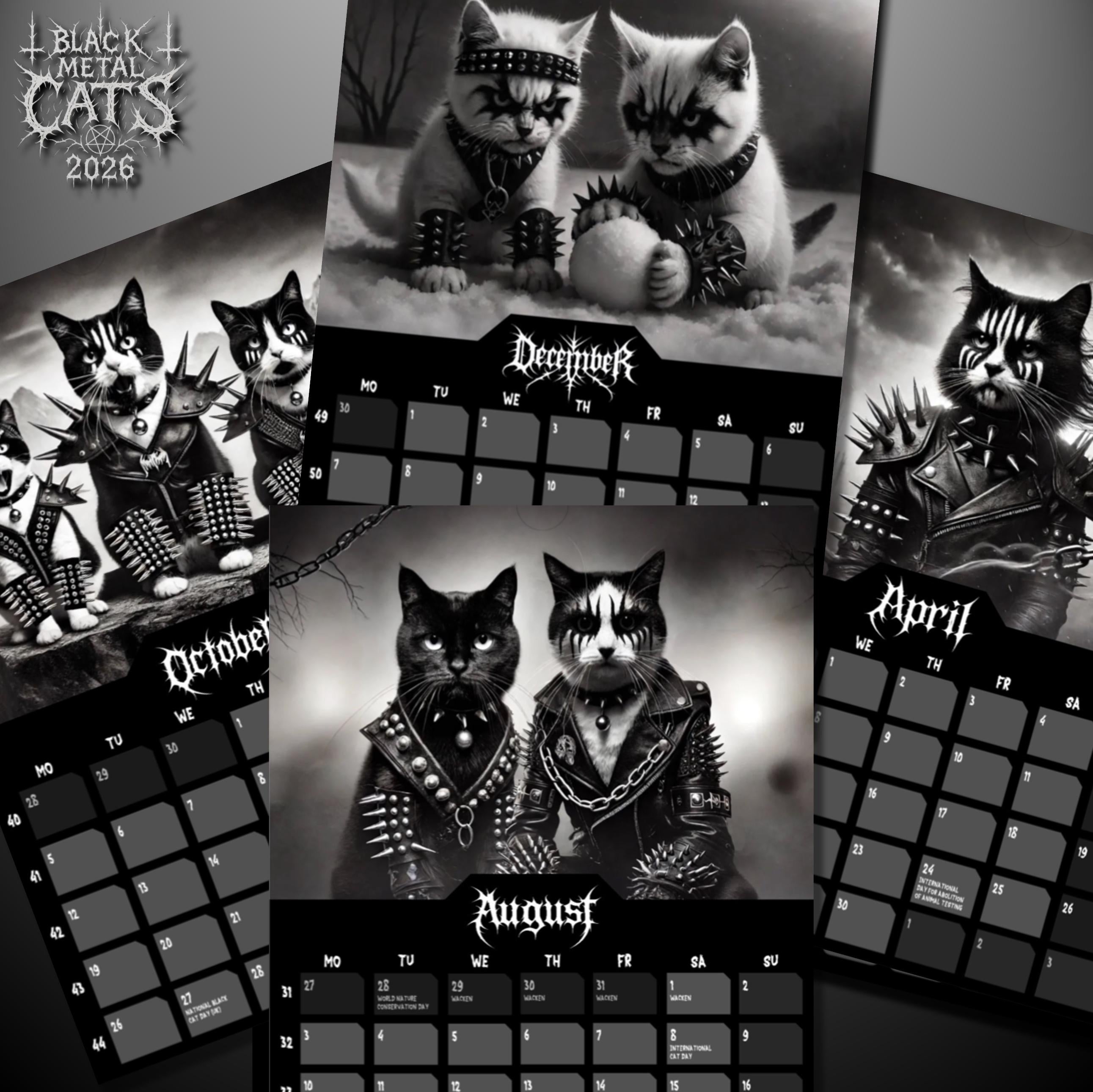 Black Metal Cats - Wall Calendar